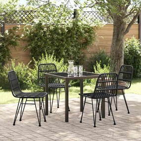 vidaXL Conjunto de Jantar de Jardim com 5 Peças Preto, feito em Rattan de Polipropileno.