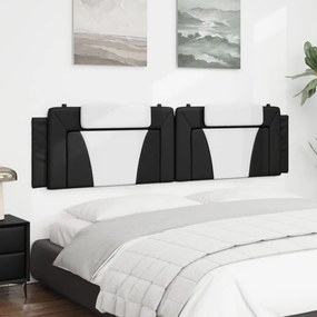 Almofadão de cabeceira 200 cm couro artificial preto e branco