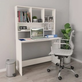 vidaXL Secretária com prateleiras 110x45x157 cm contraplacado branco