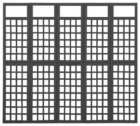 Biombo/treliça 5 painéis abeto maciço 201,5x180 cm preto