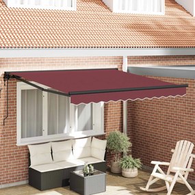 vidaXL Toldo Retrátil Vermelho Borgonha 350x250 cm tecido