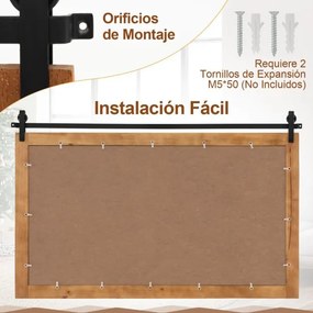 Espelho de parede estilo fazenda 100 x 66 cm com moldura em madeira maciça e suporte castanho