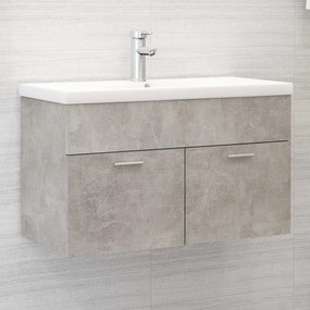 vidaXL Armário de lavatório + lavatório embutido contrap cinza cimento