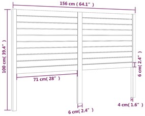 Cabeceira de cama 156x4x100 cm pinho maciço branco