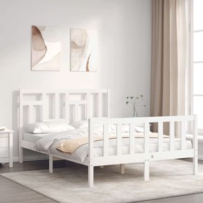 3193142 vidaXL Estrutura de cama com cabeceira 140x200cm madeira maciça branco