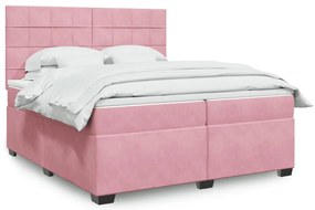 vidaXL Cama com molas/colchão 200x200 cm veludo rosa
