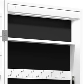 Móvel para joias de parede espelhado com luzes LED branco