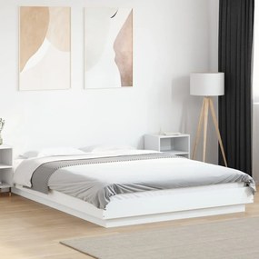 Estrutura cama c/ luzes LED 120x200 cm derivados madeira branco