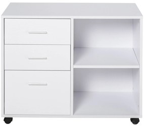 Suporte da impressora Escritório com 3 prateleiras reguláveis ​​80x40x65 cm Branco