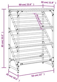 Sapateira Escada - Com 3 Níveis - Cor Cinzento Sonoma - 60x30x85 cm -