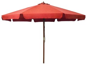 vidaXL Guarda-sol de exterior c/ poste de madeira 330 cm terracota