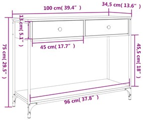 Mesa consola 100x34,5x75 cm derivados de madeira preto