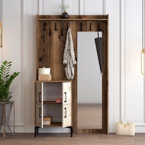 Hall Stand Berlin BC – Nogueira e Branco – 120x200x35 cm