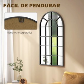 Espelho Decorativo de Parede Moderno 65x110 cm com Estrutura de Metal para Sala de Estar Corredor Entrada Preto