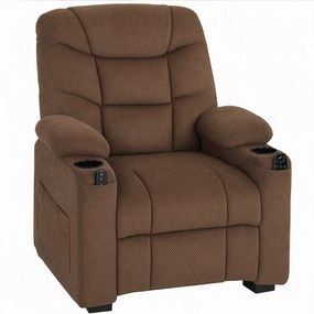 HOMCOM Cadeirão Relax Reclinável Elétrico com Calor Lombar Massagem Vibratória Motor Silencioso Função Memória Bolsos e USB Castanho | Aosom Portugal