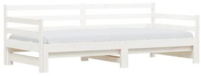 Sofá-cama com gavetão 90x200 cm madeira de pinho maciça branco