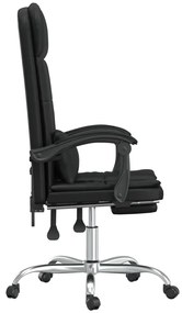 Cadeira escritório massagens reclinável couro artificial preto