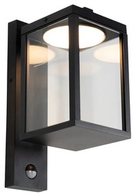 Candeeiro de parede exterior preto com sensor de movimento LED - Ferdinand Moderno