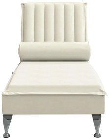 Chaise lounge de massagem com rolo veludo creme