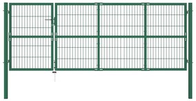 Portão para cerca de jardim com postes 350x120 cm aço verde