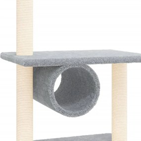 Árvore p/ gatos c/ postes arranhadores sisal 279 cm cinza-claro