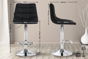 Banco de bar Jerry em couro sintético com estrutura cromada 87-108,5 x 43 x 46,5 cm Preto
