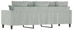 Sofá de 3 lugares 180 cm veludo cinzento-claro