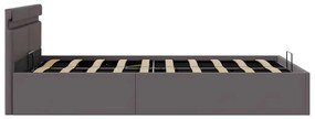 Cama hidráulica c/ arrumação LED 120x200cm couro artifi. cinza