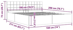 Estrutura de cama hidráulica 180x200 cm tecido cinzento-claro