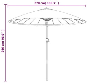 Guarda-sol de exterior mastro alumínio 270 cm cinza-acastanhado