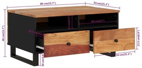 Mesa de centro madeira de acácia maciça/derivados de madeira