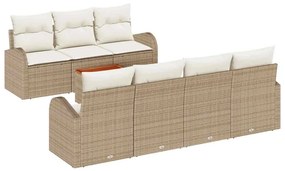 Conjunto de Sofá de Jardim com 8 Peças e Almofadas Bege em Rattan Sint