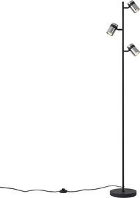 Candeeiro de pé moderno preto com vidro fumado 3-luzes - Gianni