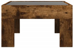Mesa de centro luzes LED Infinity 50x50x30 cm carvalho fumado