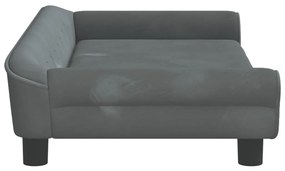 Sofá infantil 100x50x26 cm veludo cinzento-escuro