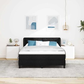Cama Box Spring vidaXL com Colchão Preto 160x200 cm Tecido
