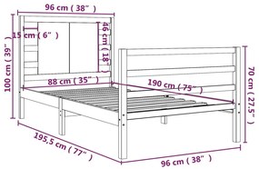 Estrutura cama solteiro 90x190 cm pinho maciço branco