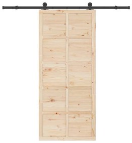 Porta Deslizante Castanho 80 x 208 cm Madeira de pinho maciça