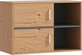 Móvel Auxiliar Casa de Banho Móvel para Casa de Banho de Parede com Compartimentos Abertos e 2 Portas 80x35x57,5 cm Madeira