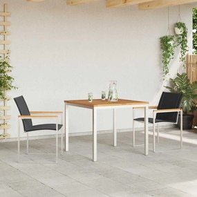 vidaXL Conjunto de Jantar de Jardim 3 peças em madeira de acácia e aço inoxidável