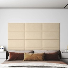 Painel de parede 12 pcs 60x30 cm tecido 2,16 m² creme