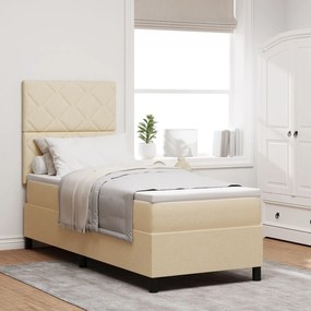 Cama Box Spring com Colchão Bege 80x200 cm Tecido