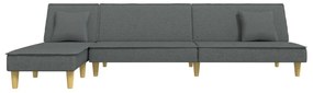 Sofá-cama em forma de L 255x140x70 cm tecido cinzento-escuro