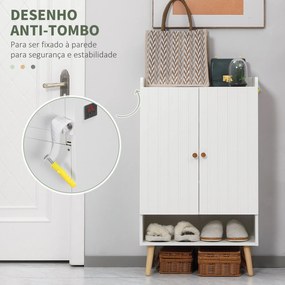 Sapateira com 2 Portas Armário para Sapatos com Prateleira Aberta e Prateleiras Ajustáveis para 15 Pares de Sapatos para Corredor Entrada 60x33x100cm