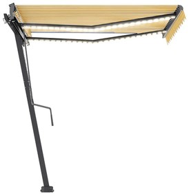 Toldo retrátil manual com LED 350x250 cm amarelo e branco