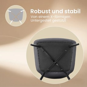 Conjunto 2 cadeiras de sala de jantar ou cozinha, pernas de aço cinzento-preto