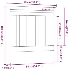 Cabeceira de cama 95x4x100 cm pinho maciço