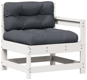 6 pcs conjunto lounge jardim c/ almofadões pinho maciço branco