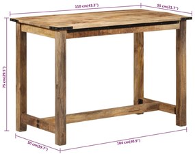 Mesa de jantar 110x55x75 cm madeira de mangueira maciça