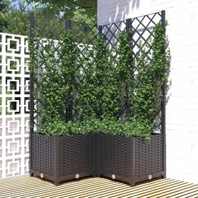 vidaXL Vaso/floreira jardim c/ treliça 80x80x136 cm PP preto